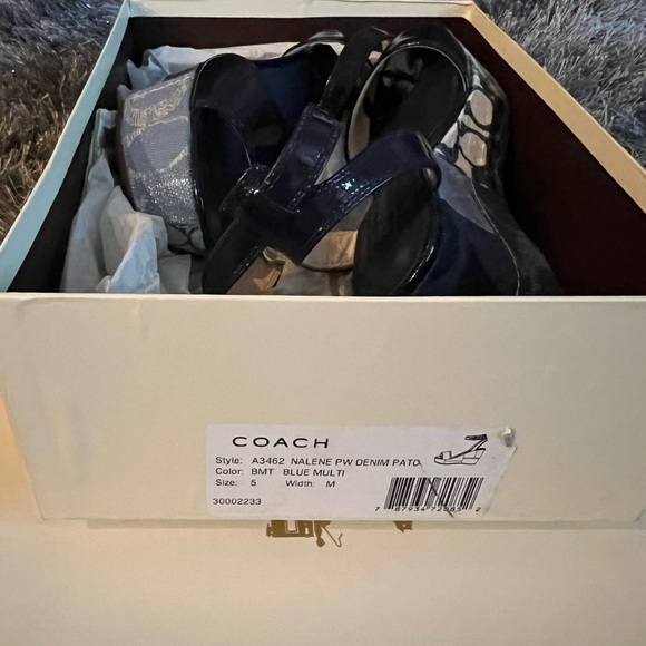 Navy Blue Coach Wedge Sandals - Picture 3 of 3